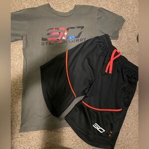 Stephen Curry Gray T-Shirt and Black Shorts Set